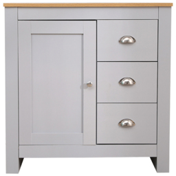 FurnitureHMD Grey and Oak Single Door 3 Drawer Wooden Cupboard - thumbnail 3