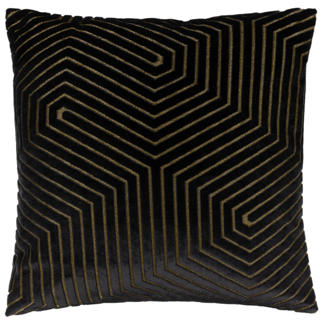 Paoletti Evoke Black Cut Velvet Cushion - image 1