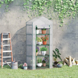 Outsunny White 4-Tier Mini Greenhouse 2.3 x 1.6ft - thumbnail 2