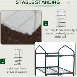 Outsunny White 4-Tier Mini Greenhouse 2.3 x 1.6ft - thumbnail 4