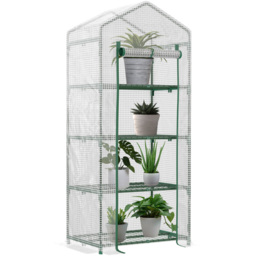 Outsunny White 4-Tier Mini Greenhouse 2.3 x 1.6ft - thumbnail 1