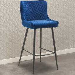 Julian Bowen Luxe Blue Velvet Bar Stool