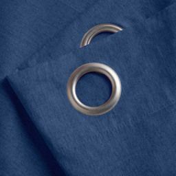 Alan Symonds Linen Look Blackout Ring Top Eyelet Curtains Blue 161 x 229cm - thumbnail 4