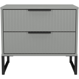 Crowndale Fluted 2 Drawer Dusk Grey Side Table Ready Assembled - thumbnail 2