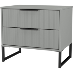 Crowndale Fluted 2 Drawer Dusk Grey Side Table Ready Assembled - thumbnail 4