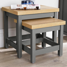 Home Source Avon Graphite Grey Nest of Tables Set of 2