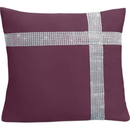 Velosso Plum Diamante Cross Filled Cushion 43 x 43cm 2 Pack