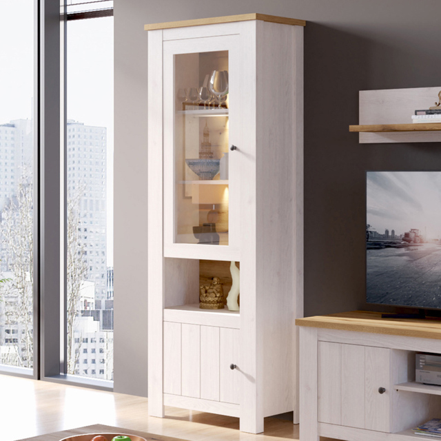 Florence Celesto 2 Door Single Shelf White and Oak LED Display Cabinet - image 1