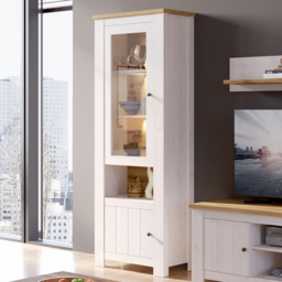 Florence Celesto 2 Door Single Shelf White and Oak LED Display Cabinet