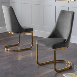 Julian Bowen Vittoria Cantilever Set of 2 Grey Dining Chairs - thumbnail 1