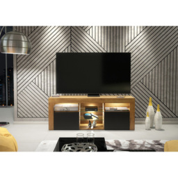 Creative Furniture Pulse Dark Oak and Black Matt 2 Door 5 Shelf TV Unit with LED - thumbnail 4