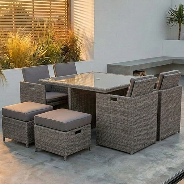 Royalcraft Paris 8 Seater Rattan Cube Dining Set Grey - image 1