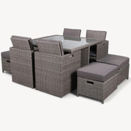 Royalcraft Paris 8 Seater Rattan Cube Dining Set Grey - thumbnail 2