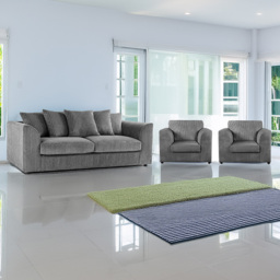 Luxor 5 Seater Grey Jumbo Cord Sofa Set with Scatter Back
