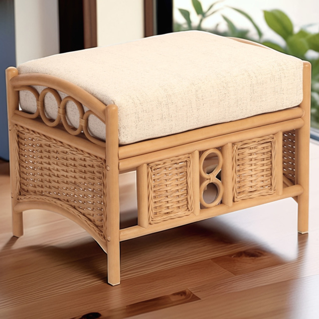 Desser Furniture Vale Athena Plain Light Oak Rattan Footstool - image 1