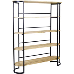 Marseille Black and Light Oak 5 Shelf Storage Unit - thumbnail 3