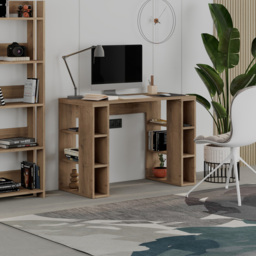 Decortie Colmar Dark Oak 6 Shelf Computer Desk - thumbnail 4