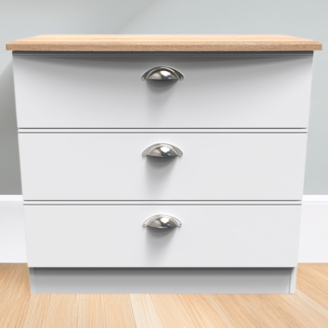 Crowndale Victoria White Ash and Oak 3 Drawer Chest of Drawers - image 1