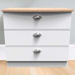 Crowndale Victoria White Ash and Oak 3 Drawer Chest of Drawers - thumbnail 1