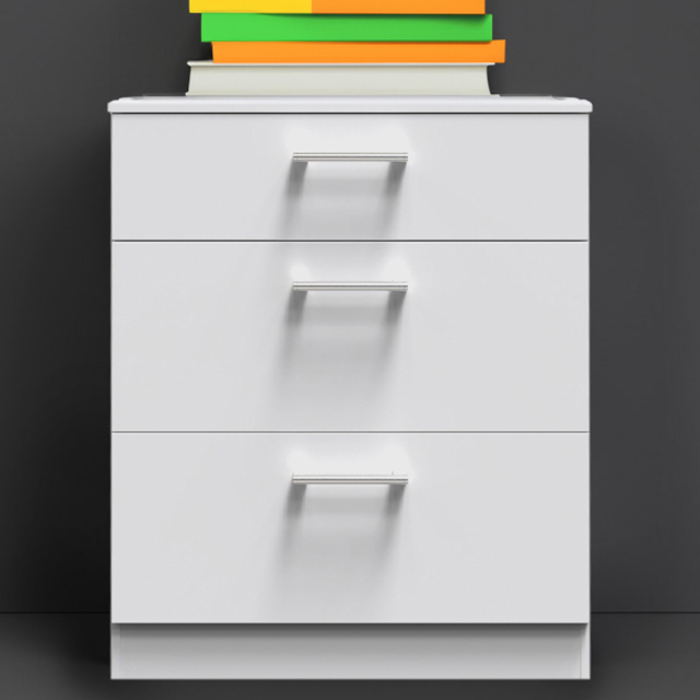 Crowndale Devon 3 Drawer White Matt Deep Chest of Drawers - image 1