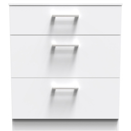 Crowndale Devon 3 Drawer White Matt Deep Chest of Drawers - thumbnail 3
