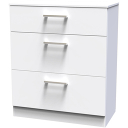 Crowndale Devon 3 Drawer White Matt Deep Chest of Drawers - thumbnail 2