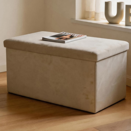 Brushed Velvet Storage Trunk Cream - thumbnail 1