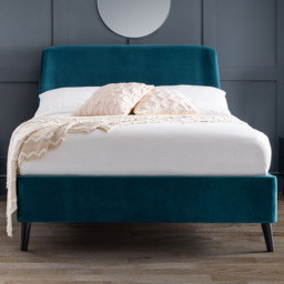Julian Bowen Frida Double Teal Curved Velvet Bed - thumbnail 1