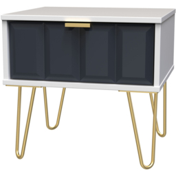 Crowndale Cube Single Drawer Matt Indigo and White Bedside Table - thumbnail 2