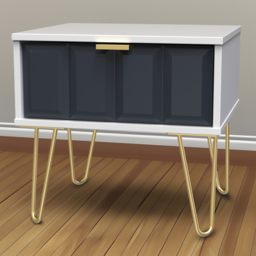 Crowndale Cube Single Drawer Matt Indigo and White Bedside Table - thumbnail 1
