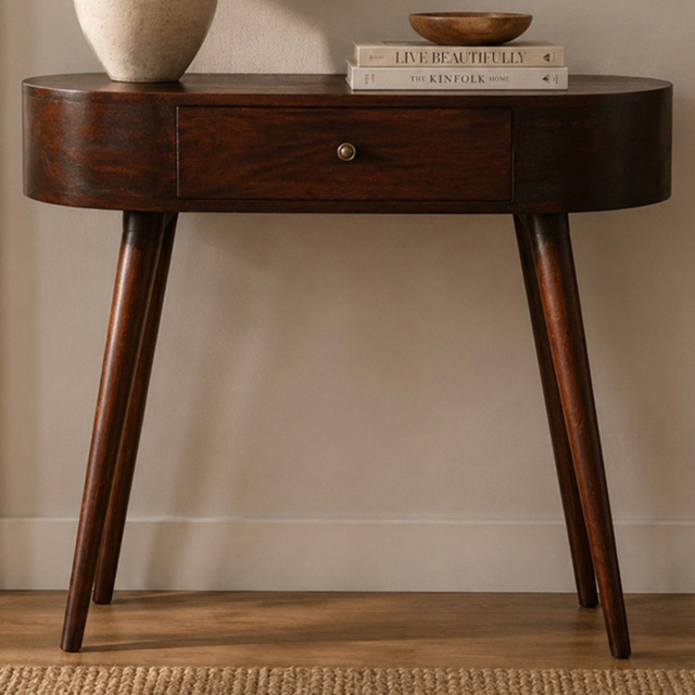 Artisan Furniture Albion Light Walnut Single Drawer Solid Wood Console Table - image 1