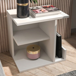 Decorotika Karamira White 3 Shelf Unique Design Bedside Table - thumbnail 1