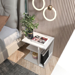 Decorotika Karamira White 3 Shelf Unique Design Bedside Table - thumbnail 3