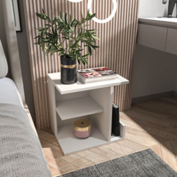 Decorotika Karamira White 3 Shelf Unique Design Bedside Table - thumbnail 4