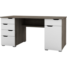 Alphason Kentucky 5 Drawer Office Desk Oak and White - thumbnail 2