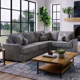 Alba City 5 Seater Steel Fabric Left Hand Corner Sofa