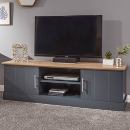 GFW Kendal Slate Blue 2 Door 2 Shelf Large TV Unit