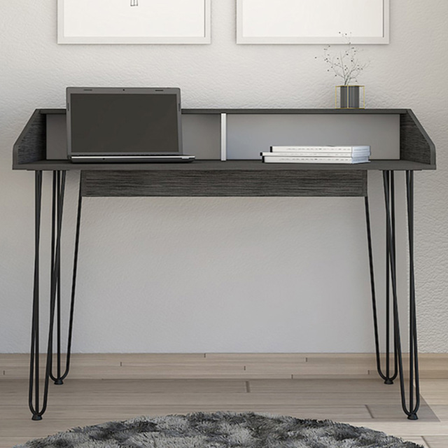 Dallas Home Office Desk White and Carbon Grey - image 1