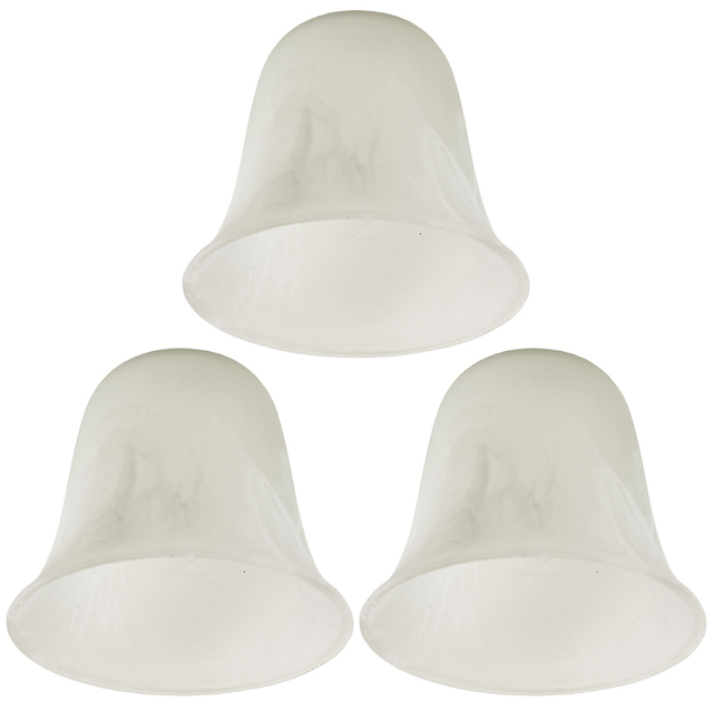ValueLights Marble Effect Bell Shape Glass Lamp Shades Set 15cm 3 Pack - image 1