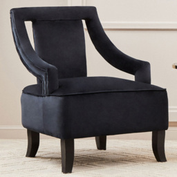 Premier Housewares Faye Black Velvet Chair - thumbnail 1