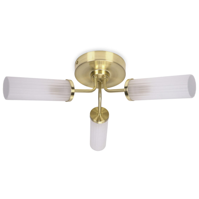 ValueLights Canya Matte Gold 3 Way Frosted Reeded Glass LED Ceiling Light - image 1