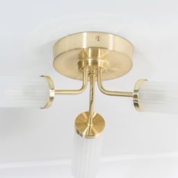 ValueLights Canya Matte Gold 3 Way Frosted Reeded Glass LED Ceiling Light - thumbnail 4