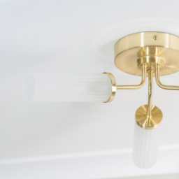ValueLights Canya Matte Gold 3 Way Frosted Reeded Glass LED Ceiling Light - thumbnail 3