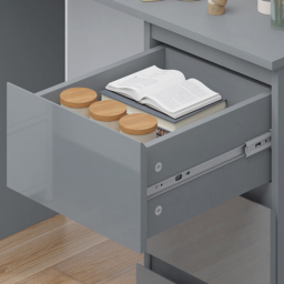 FWStyle Stora 3 Drawer Grey Gloss Dressing Table - thumbnail 3