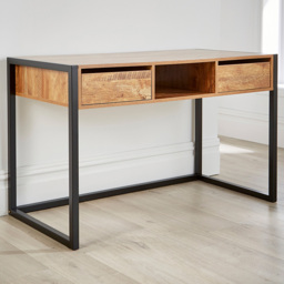Home Source Toronto 2 Drawer Smoked Oak Office Desk