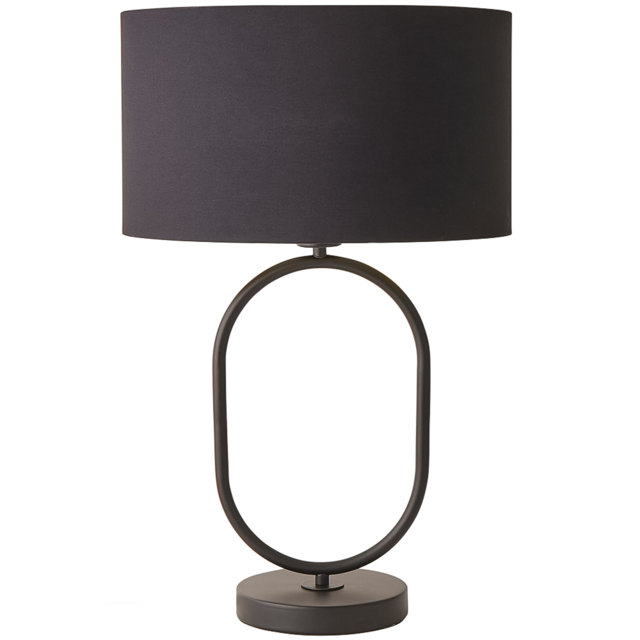 ValueLights Antonia Black with Gold Drum Shade Matte Black Oval Table Lamp - image 1