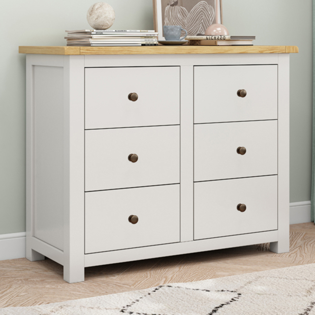 Cabinet Bits Maggiori 6 Drawer Off White Chest of Drawers with Brass Knob - image 1