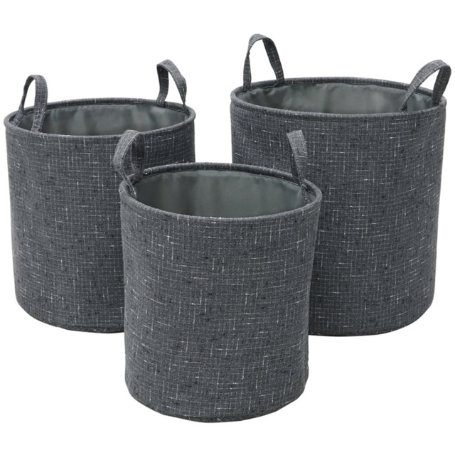 JVL Shadow Round Fabric Storage Baskets 3 Pack - image 1