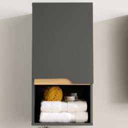 Home Source Florence Grey Single Door Hanging Bathroom Wall Cabinet - thumbnail 1