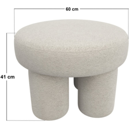 SOLACE+CO Ferro Beige Fabric Low Round Pouffe - thumbnail 4